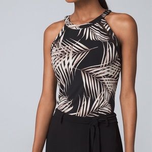 NWT White House Black Market PALM-PRINT JERSEY KNIT HALTER TOP